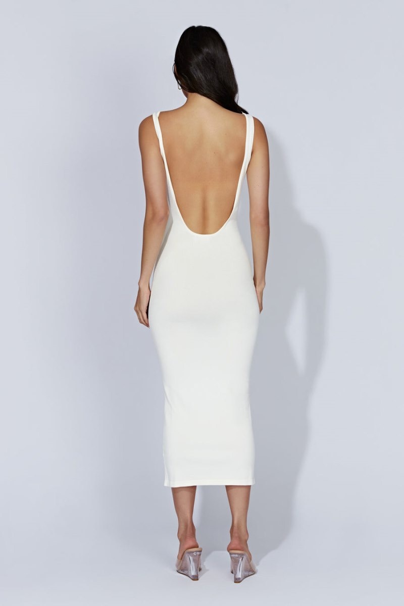 Women's Meshki Nola Cut Out Knit Midi Dress Off White Australia | D8A-3112