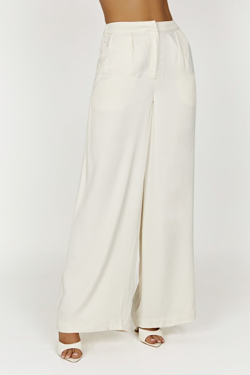 Women\'s Meshki Nour Satin Wide Leg Pants White Australia | B8K-0901