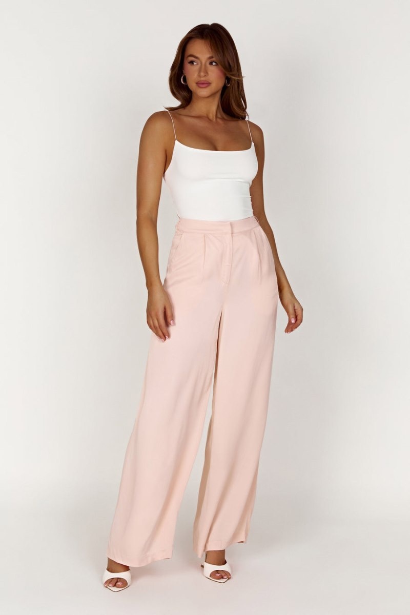 Women's Meshki Nour Satin Wide Leg Pants Pink Australia | A0U-3021