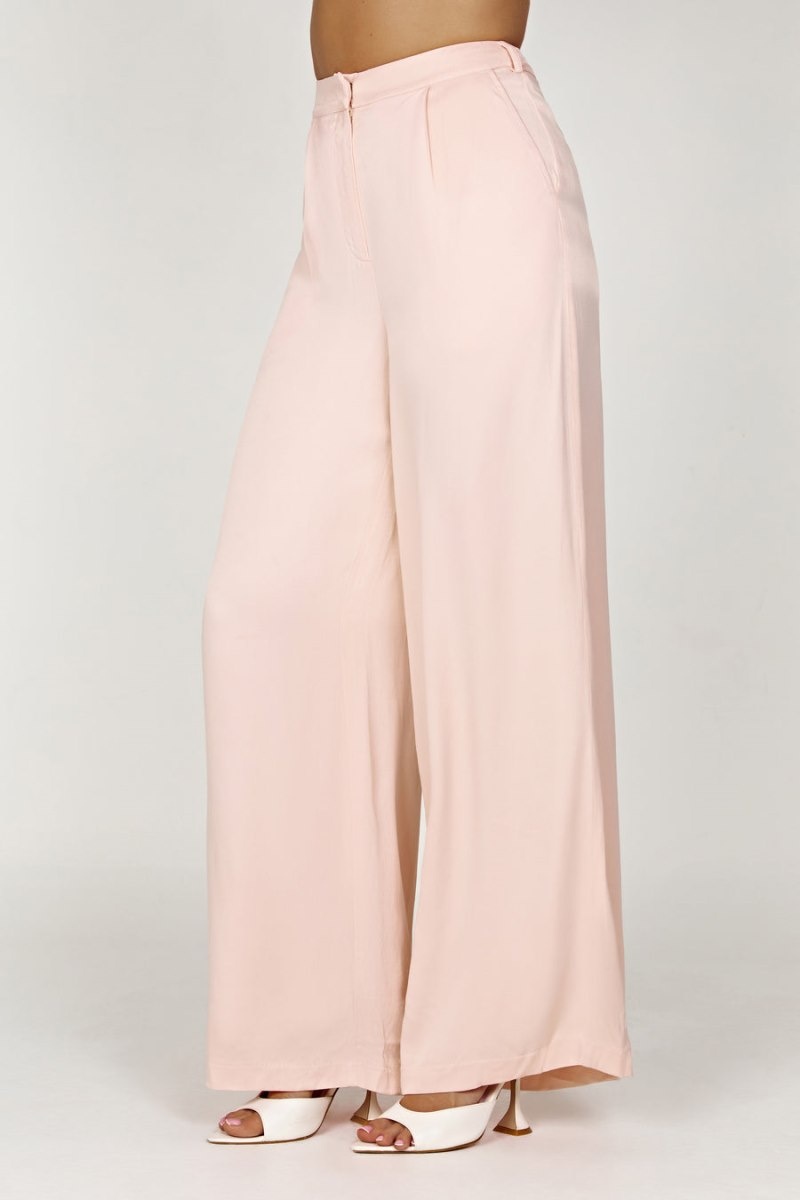 Women's Meshki Nour Satin Wide Leg Pants Pink Australia | A0U-3021