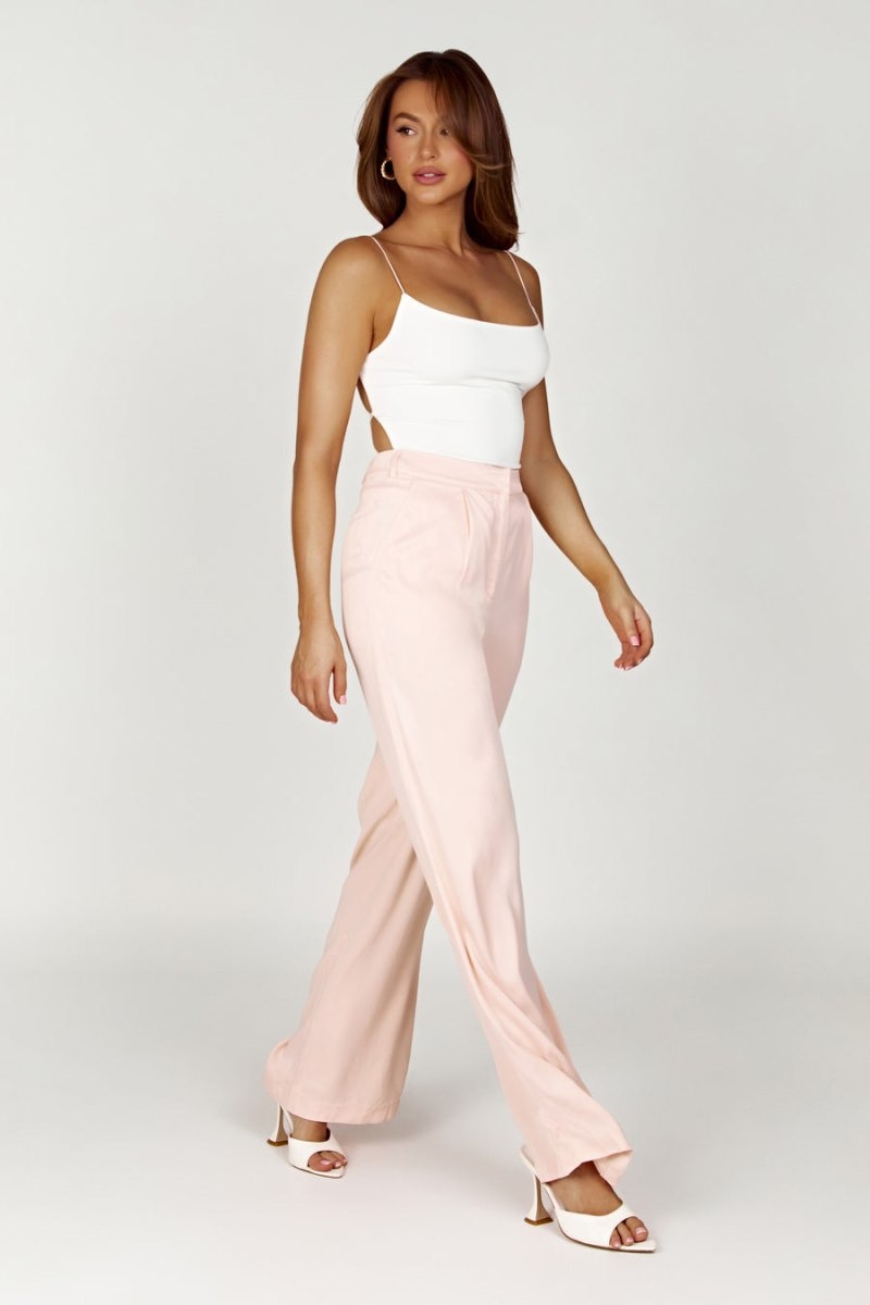 Women's Meshki Nour Satin Wide Leg Pants Pink Australia | A0U-3021