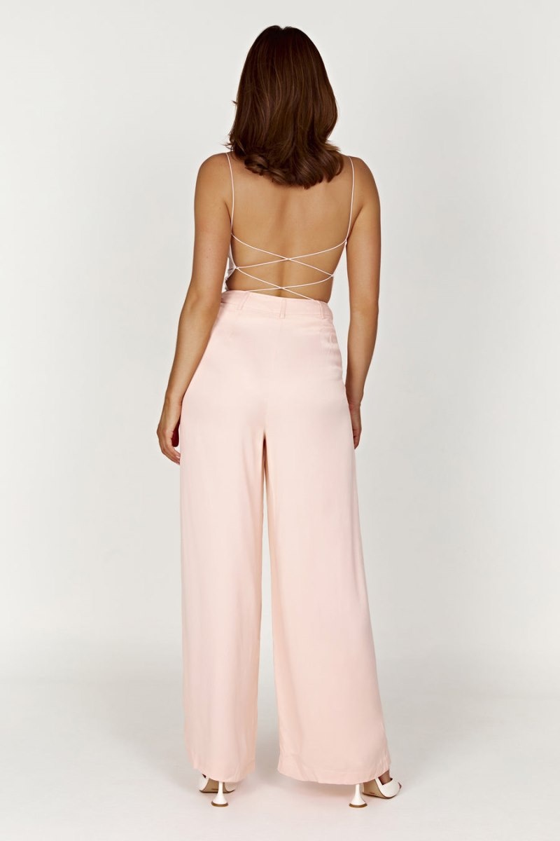 Women's Meshki Nour Satin Wide Leg Pants Pink Australia | A0U-3021