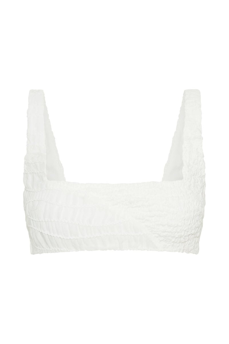 Women's Meshki Nyah Textured Crop Tops White Australia | D7I-4044