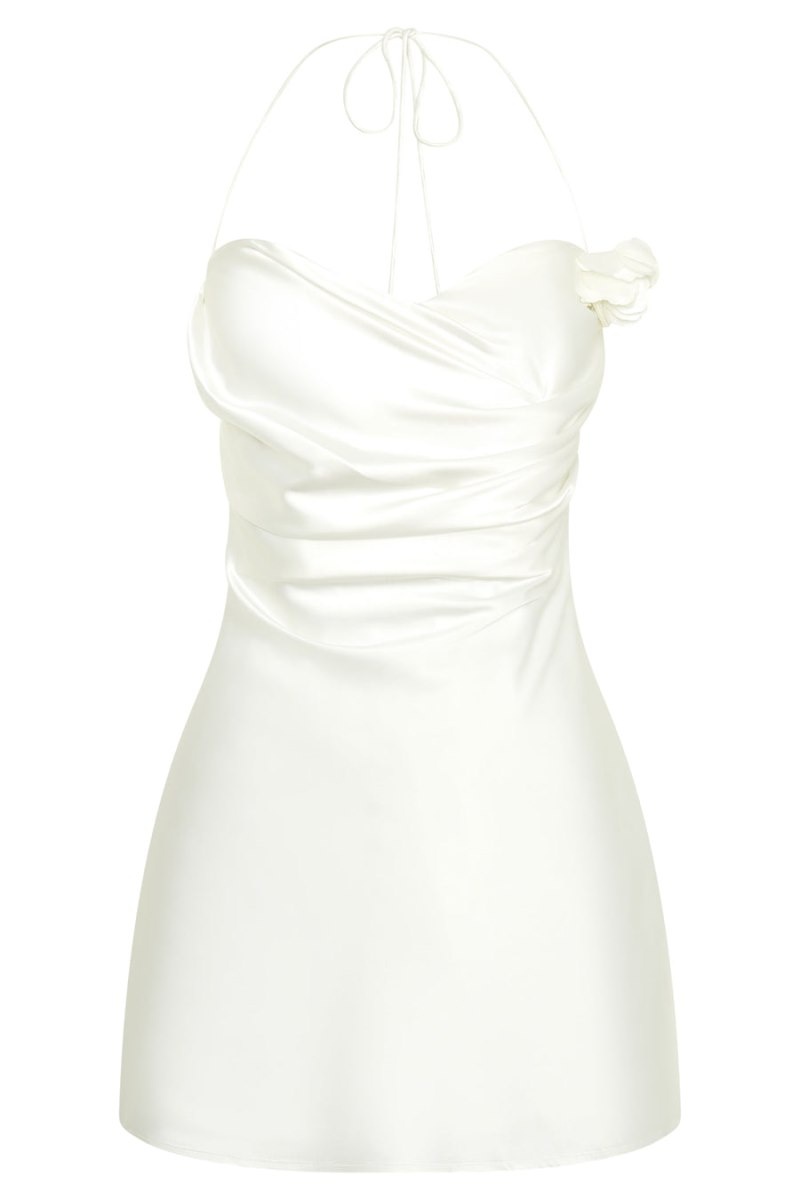 Women's Meshki Otillie Rose Halter Mini Dress White Australia | F2R-9269