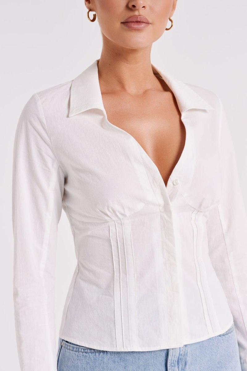 Women's Meshki Parisa Pleated Shirts White Australia | X6S-8804