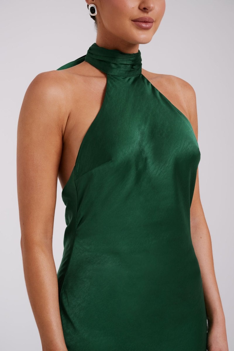 Women's Meshki Paulette Satin Bow Midi Dress Green Australia | B0A-4592