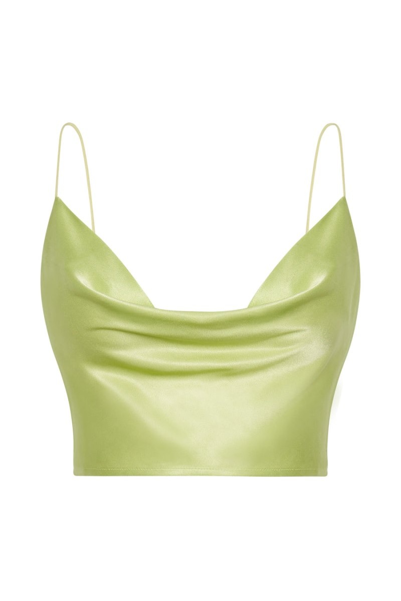 Women's Meshki Poppy Satin Cowl Neck Tops Green Australia | T8I-9377