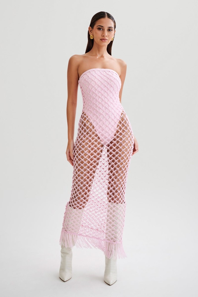 Women's Meshki Prudence Knit Midi Dress Pink Australia | H0D-5629