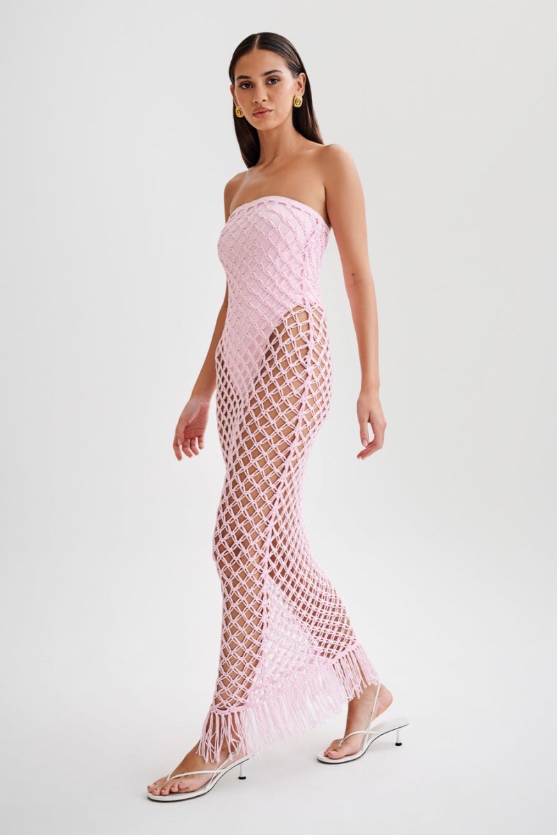 Women's Meshki Prudence Knit Midi Dress Pink Australia | H0D-5629