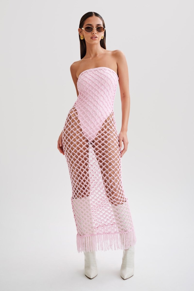 Women's Meshki Prudence Knit Midi Dress Pink Australia | H0D-5629