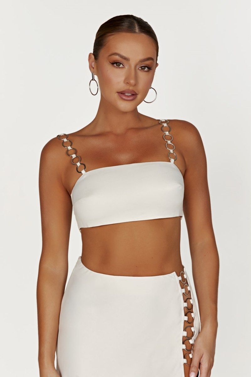 Women's Meshki Pyper Ring Crop Tops Beige Australia | Z6H-2439