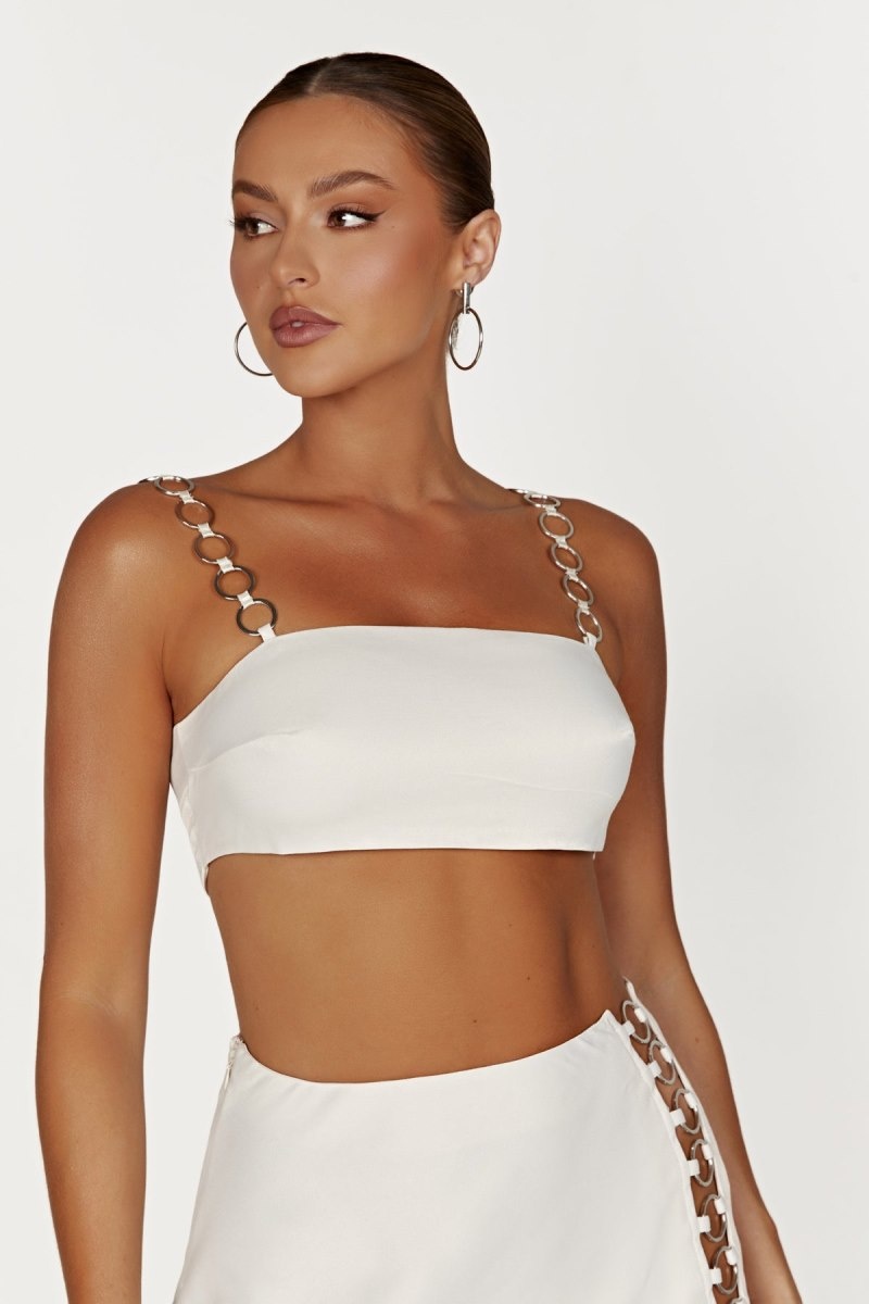 Women\'s Meshki Pyper Ring Crop Tops Beige Australia | Z6H-2439