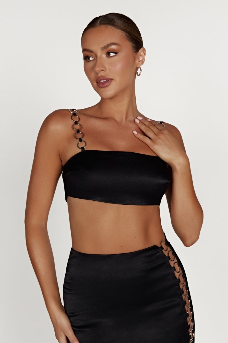 Women\'s Meshki Pyper Ring Crop Tops Black Australia | A3B-4467