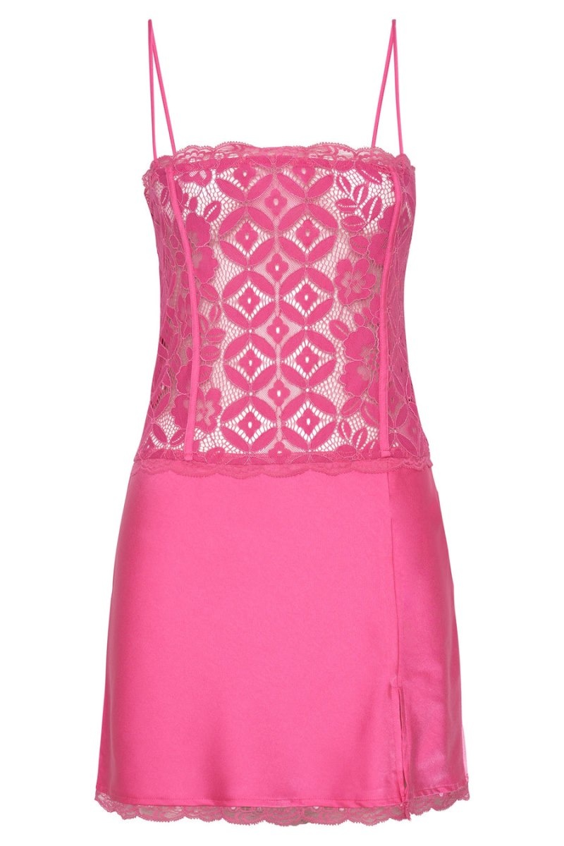 Women's Meshki Quincy Lace Mini Dress Pink Australia | X6A-5248