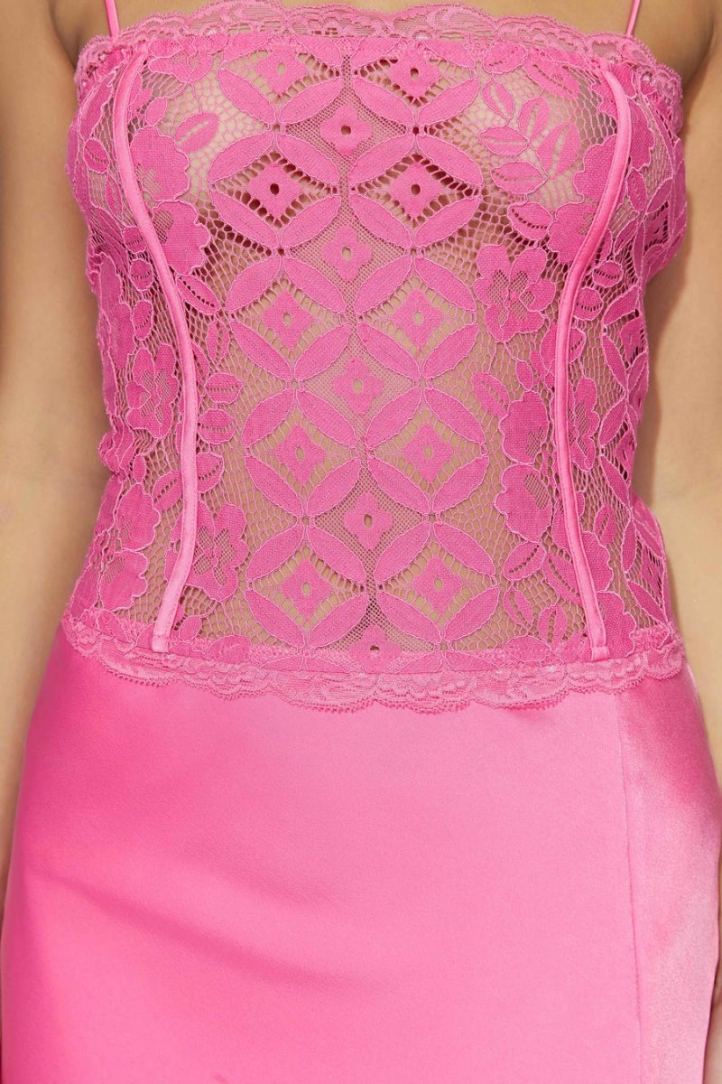 Women's Meshki Quincy Lace Mini Dress Pink Australia | X6A-5248