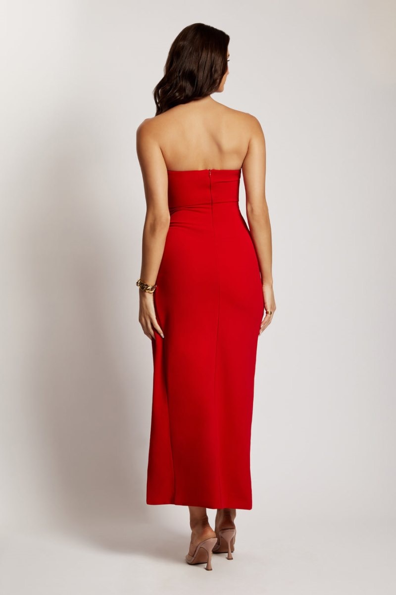 Women's Meshki Rachel Split Front Maxi Dress Red Australia | J2B-5504