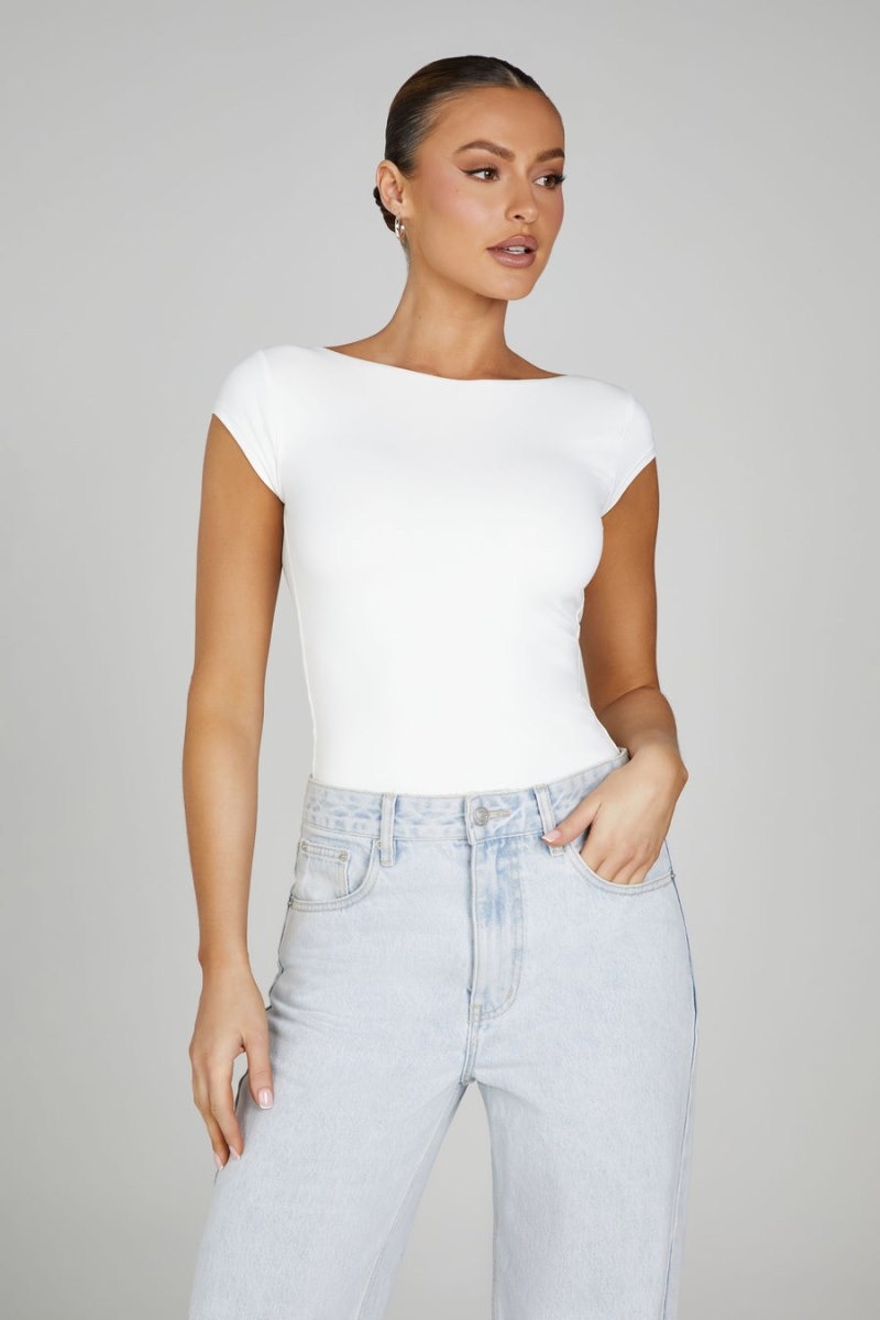 Women's Meshki Reyna Recycled Nylon Longline Tops White Australia | O9C-5673