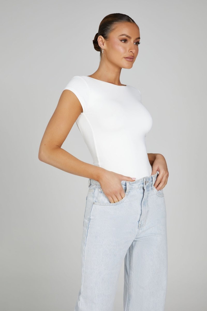 Women's Meshki Reyna Recycled Nylon Longline Tops White Australia | O9C-5673