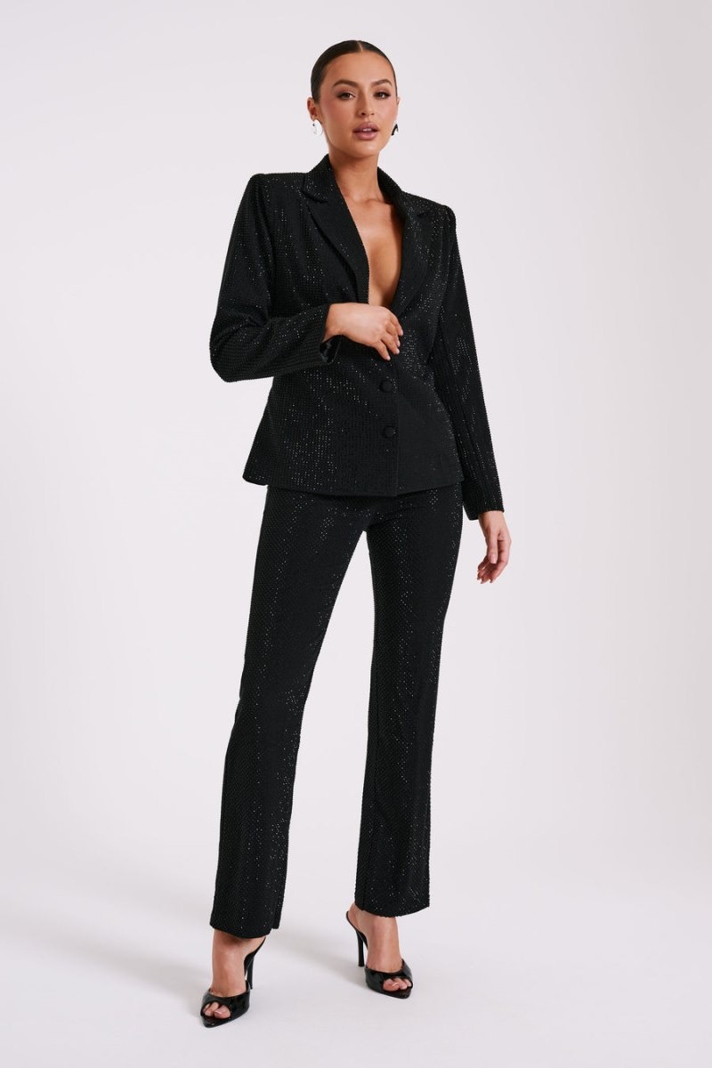 Women's Meshki Rhett Square Diamante Jackets Black Australia | B1W-5468