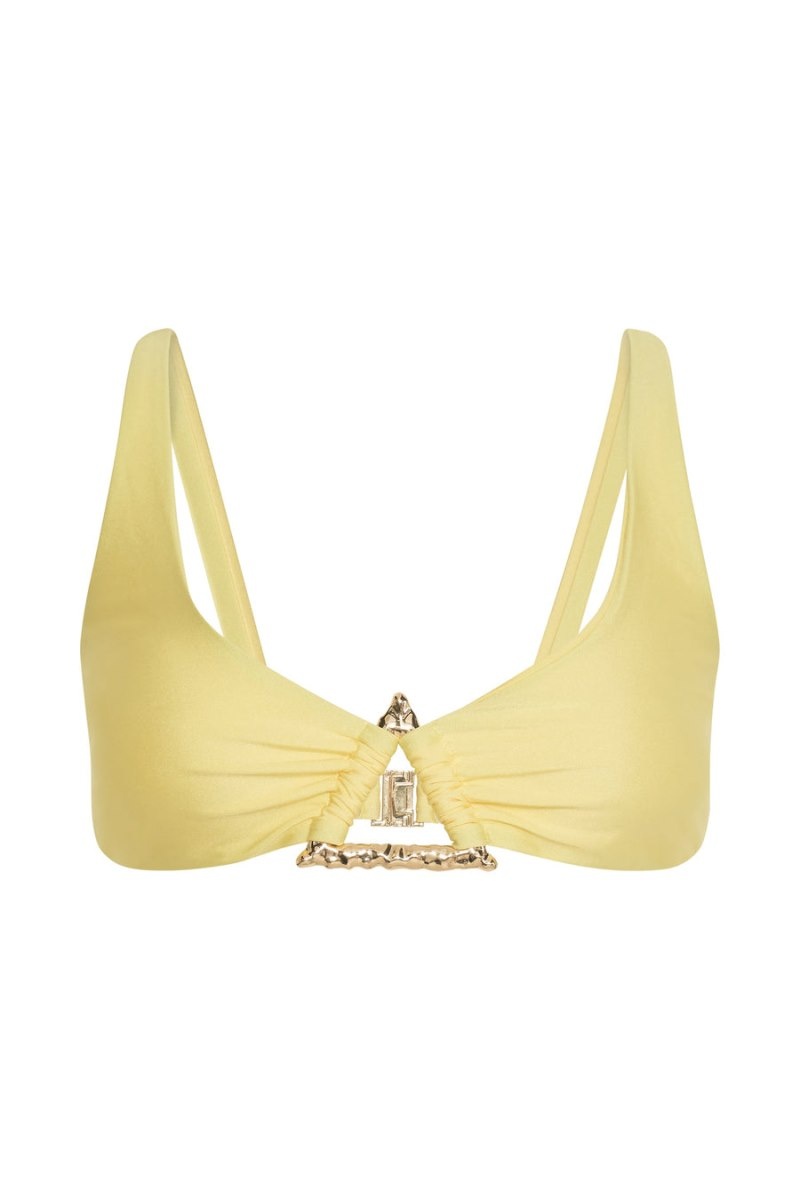 Women's Meshki Riley Triangle Hardware Bikini Top Bikinis Yellow Australia | Y7N-2765