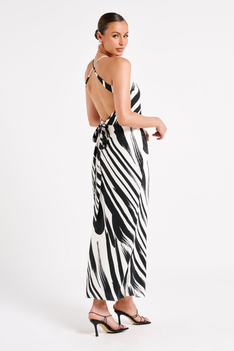 Women's Meshki Rita Printed Maxi Skirts White / Black Australia | P9X-6256