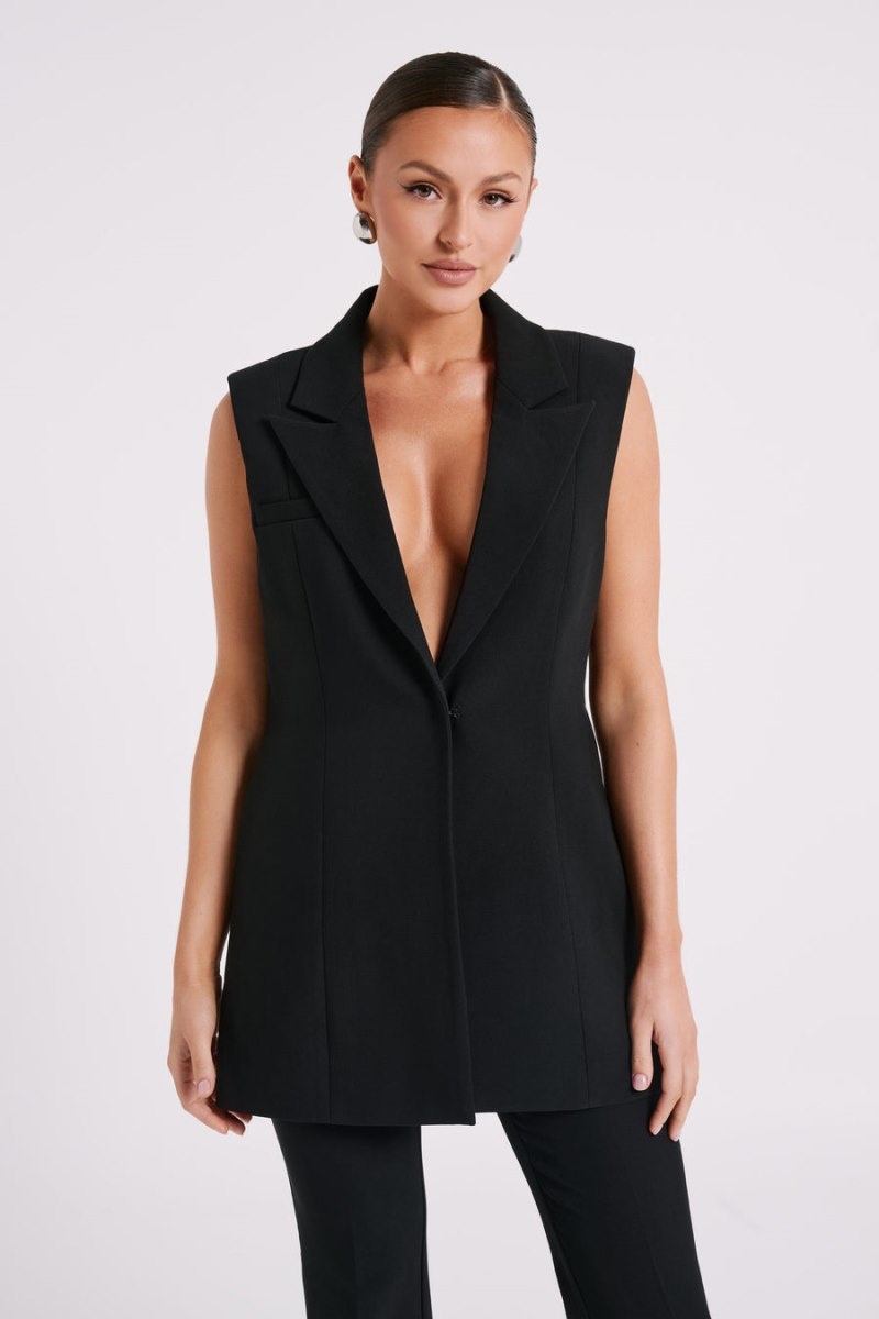 Women's Meshki Robin Oversized Suiting Vest Black Australia | U3Z-2042