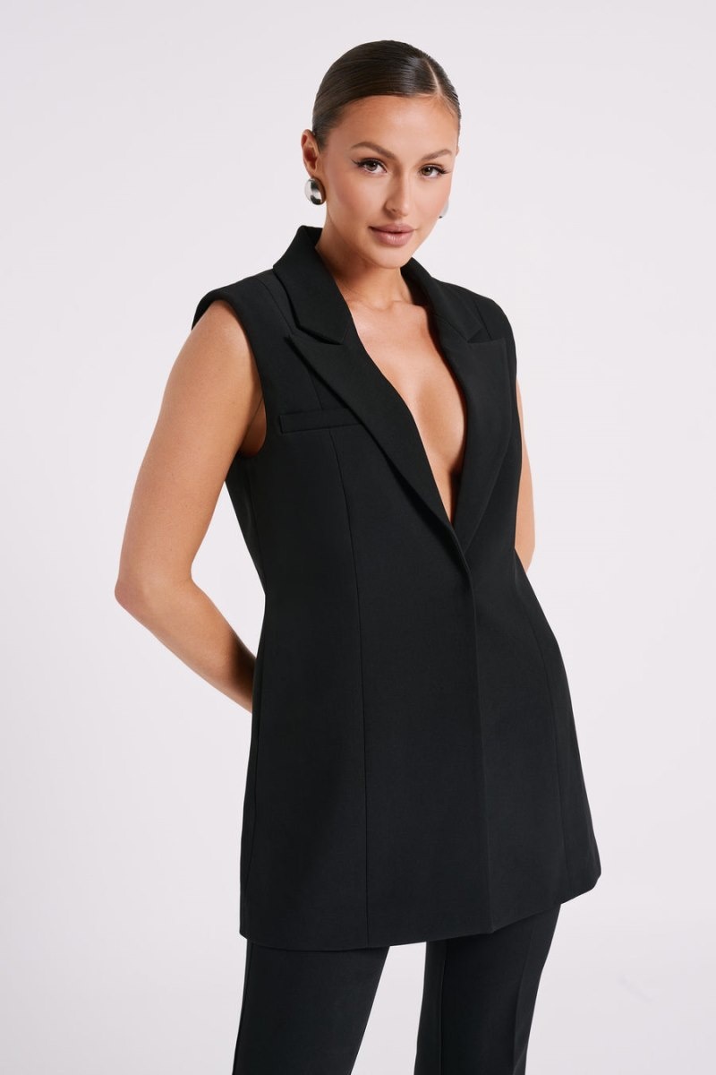 Women's Meshki Robin Oversized Suiting Vest Black Australia | U3Z-2042