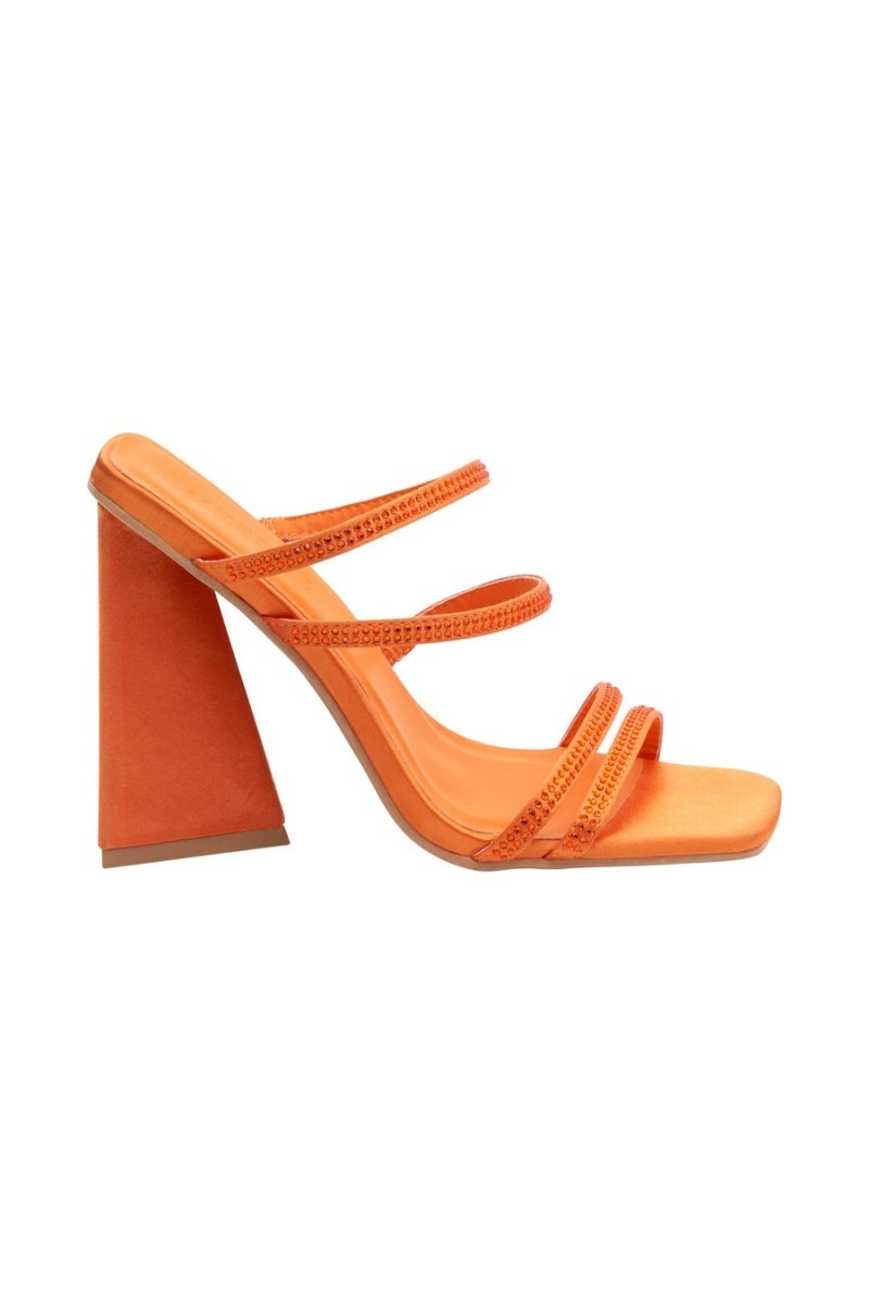 Women's Meshki Robyn Diamante Strap Block Heels Orange Australia | M0G-3199