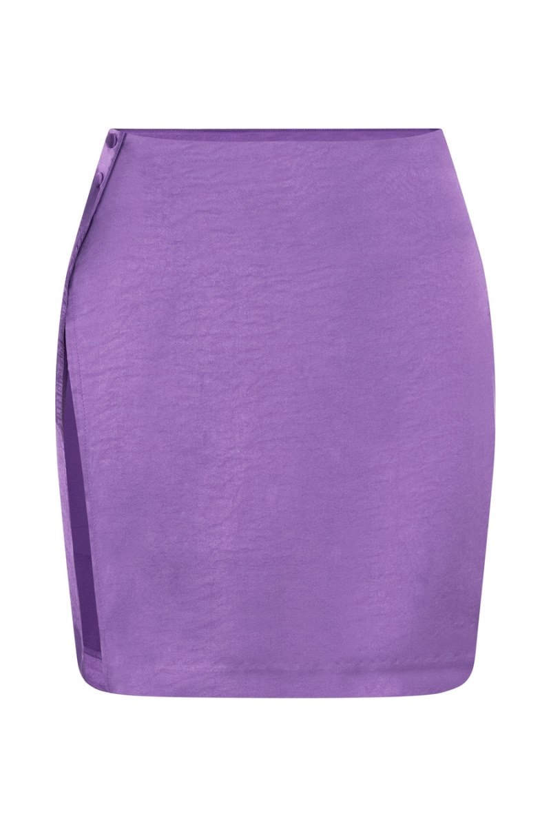 Women's Meshki Romi Asymmetric Wrap Satin Mini Skirts Purple Australia | Y8M-7930