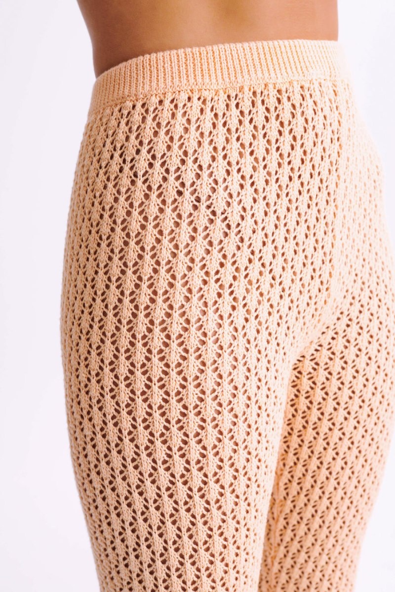 Women's Meshki Rosana Crochet Straight Leg Pants Pink Australia | H5A-4023