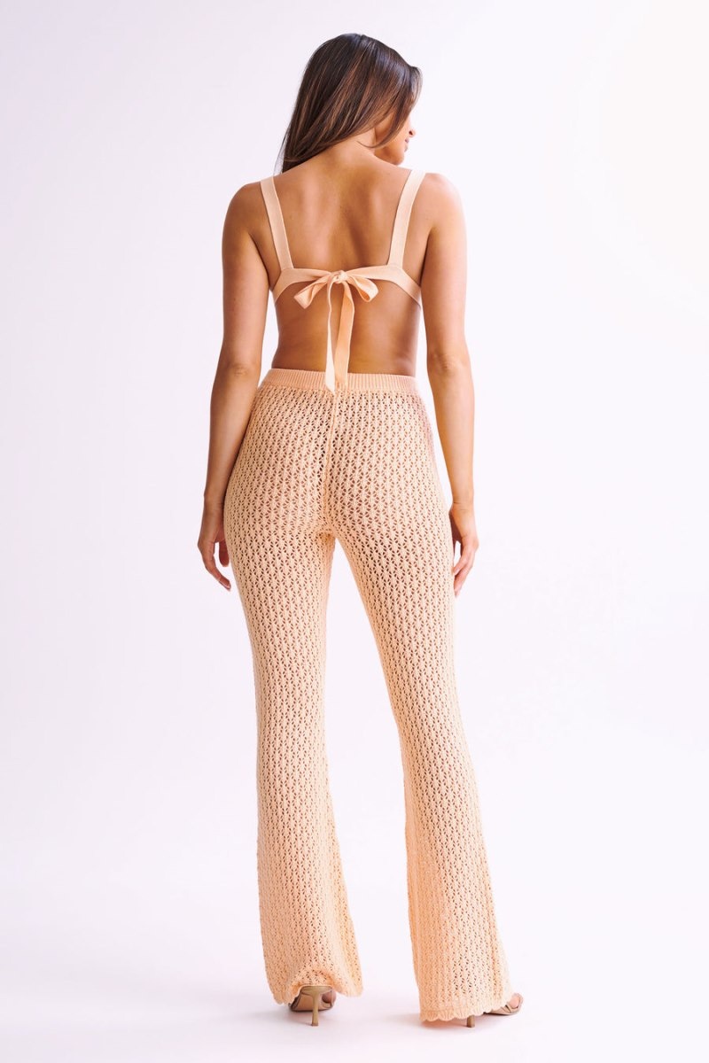 Women's Meshki Rosana Crochet Straight Leg Pants Pink Australia | H5A-4023