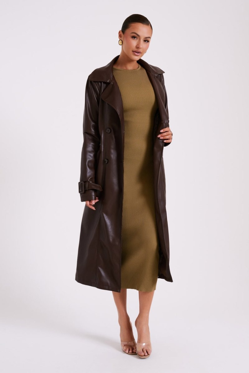 Women's Meshki Rowen Long Sleeve Midi Dress Olive Australia | V9U-2192