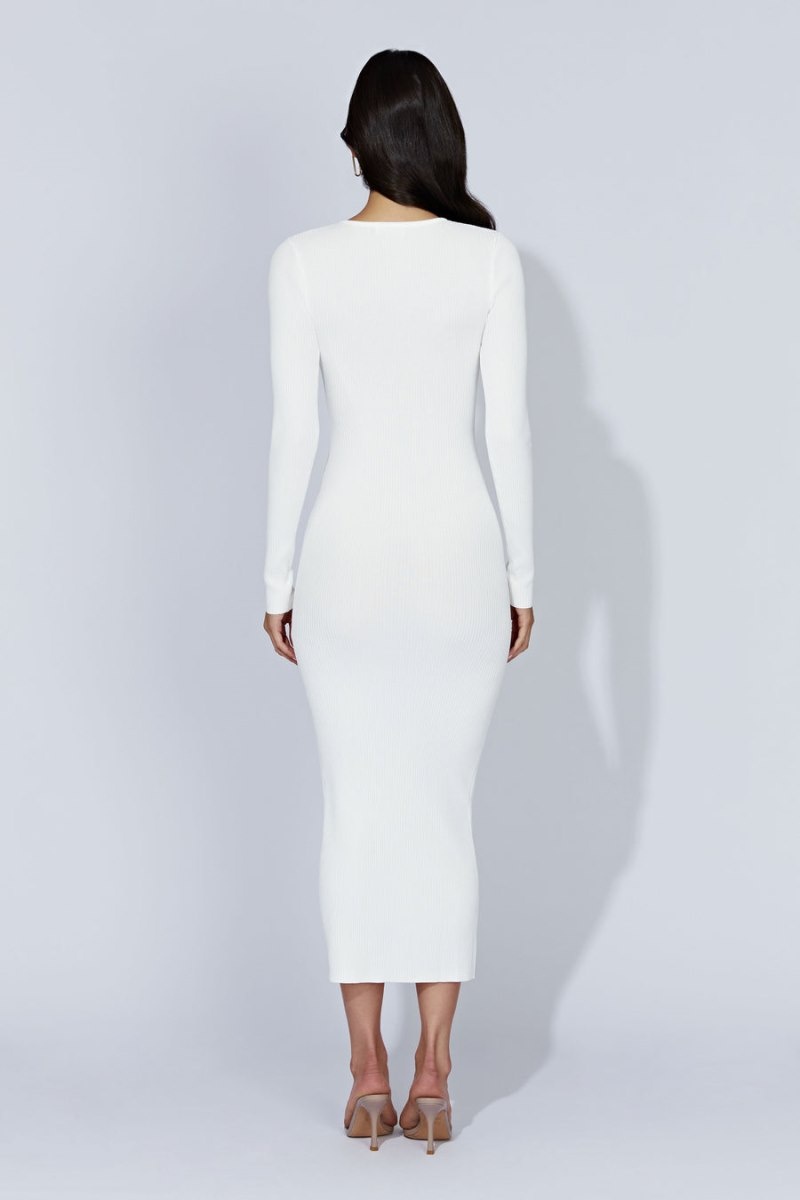 Women's Meshki Rowen Long Sleeve Midi Dress White Australia | U0X-3672