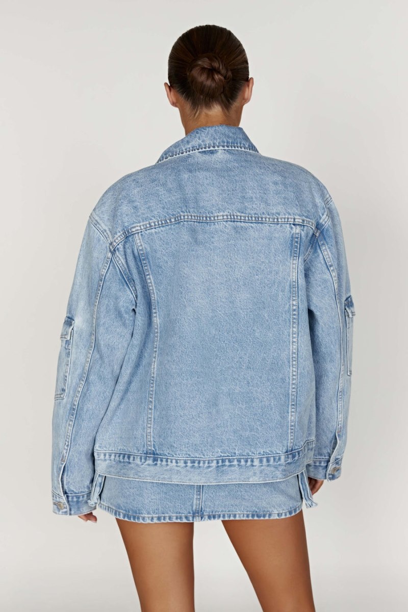 Women's Meshki Rylee Oversized Denim Jackets Blue Australia | N6W-4210