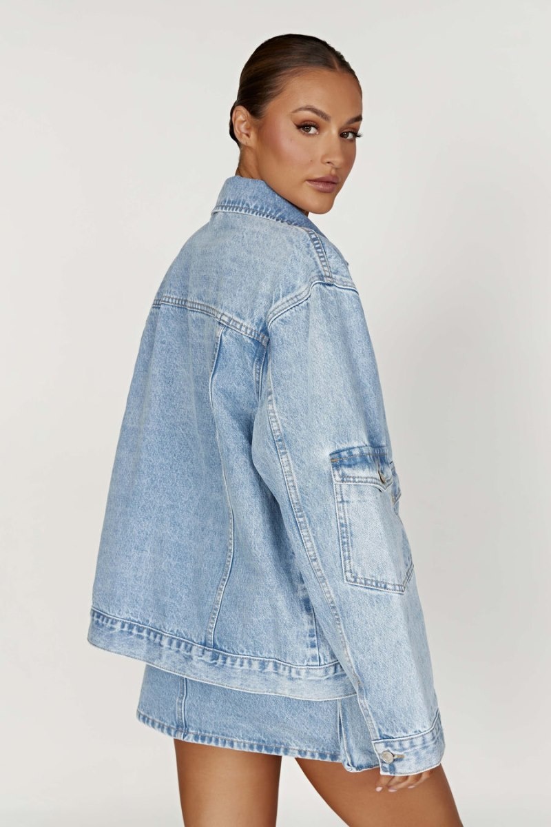 Women's Meshki Rylee Oversized Denim Jackets Blue Australia | N6W-4210