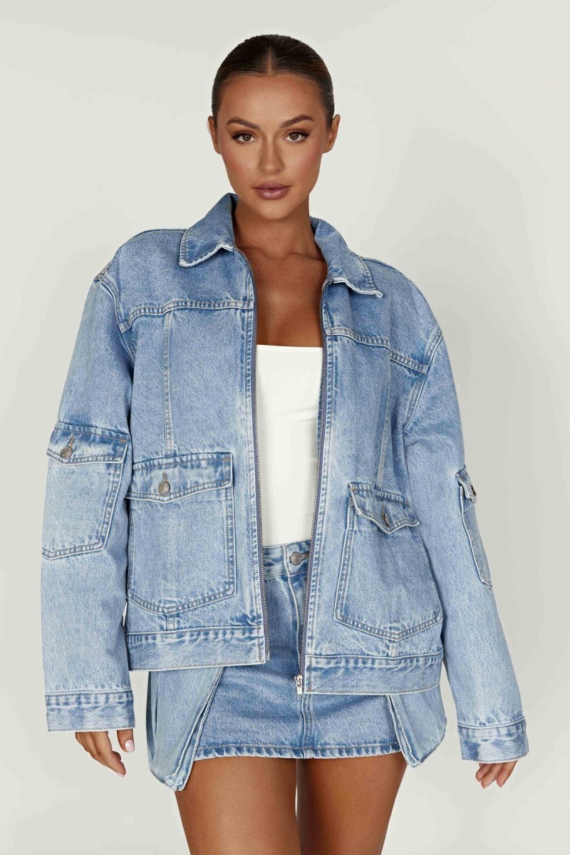 Women\'s Meshki Rylee Oversized Denim Jackets Blue Australia | N6W-4210