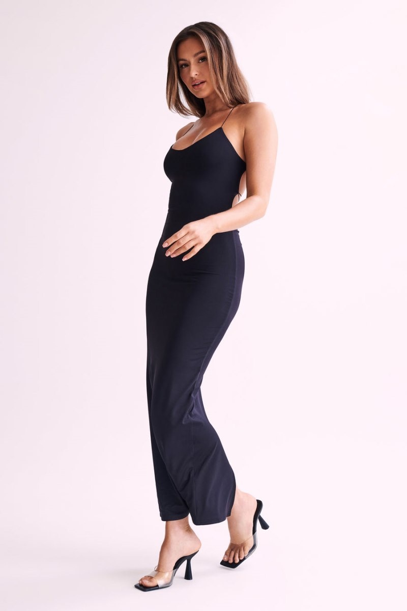 Women's Meshki Sabine Backless Maxi Dress Black Australia | U0C-7769