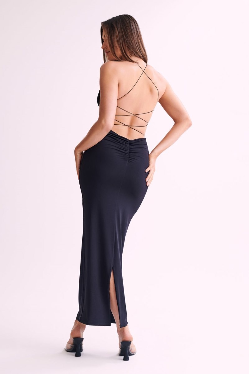 Women's Meshki Sabine Backless Maxi Dress Black Australia | U0C-7769