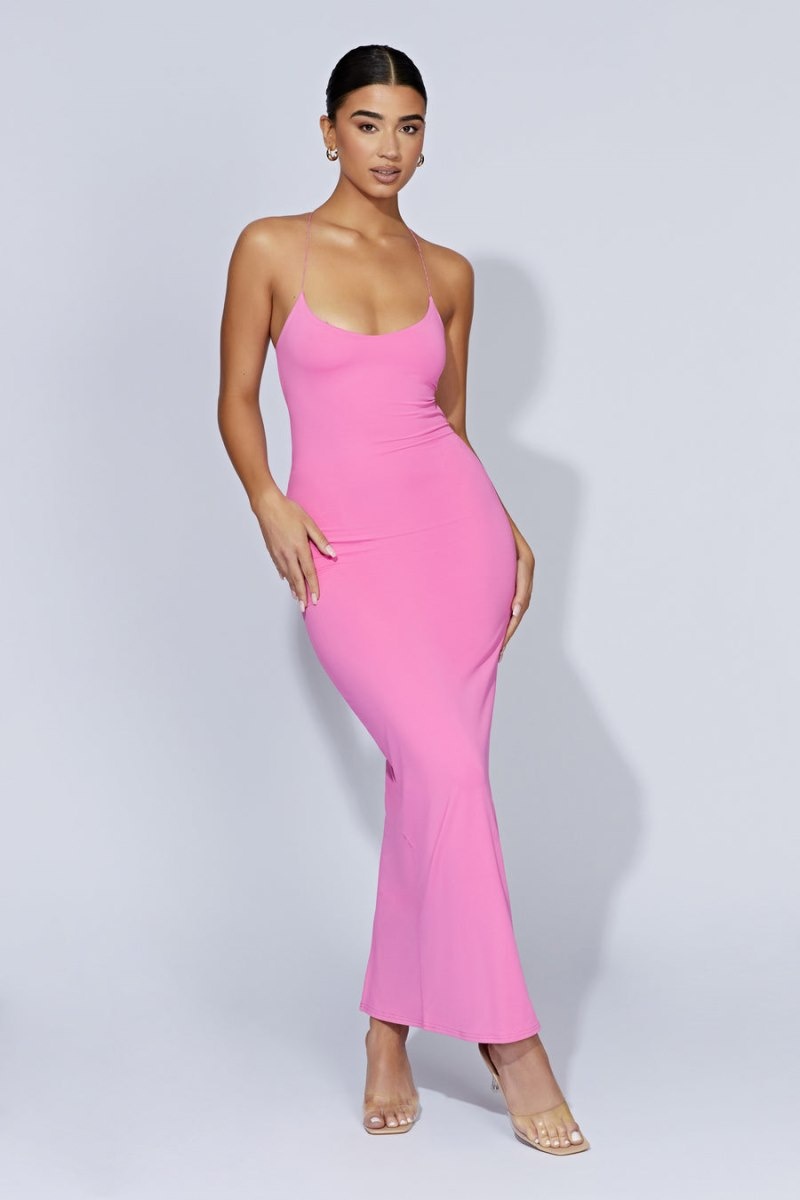 Women's Meshki Sabine Backless Maxi Dress Pink Australia | T4X-2509