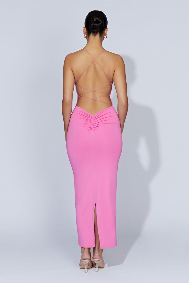 Women's Meshki Sabine Backless Maxi Dress Pink Australia | T4X-2509