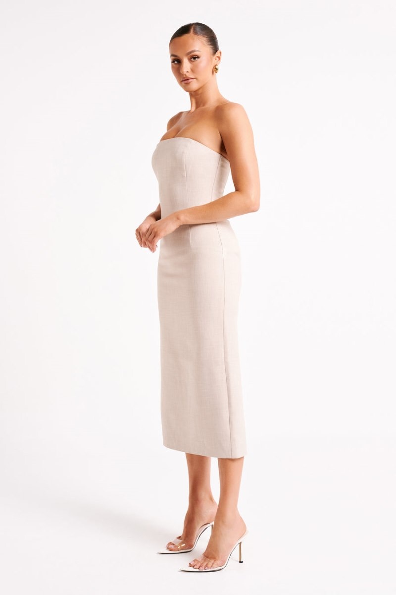 Women's Meshki Sable Textured Midi Dress White Australia | M6K-3486