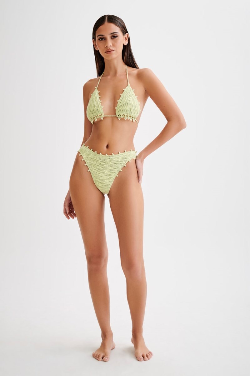 Women's Meshki Sadie Pearl Knit Bikini Bottom Bikinis Green Australia | R0S-5002