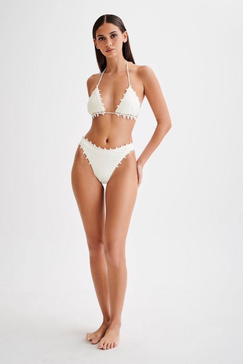 Women's Meshki Sadie Pearl Knit Bikini Bottom Bikinis White Australia | I4E-4707