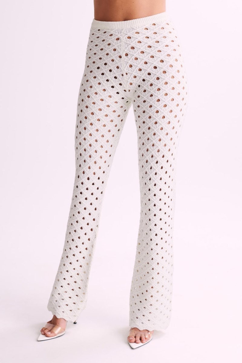 Women's Meshki Santana Crochet Pants White Australia | B5W-6763