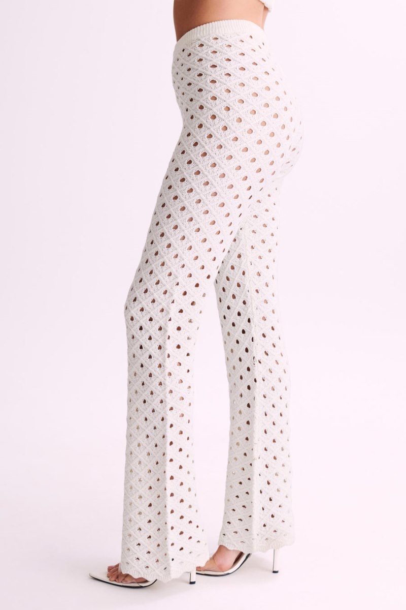 Women's Meshki Santana Crochet Pants White Australia | B5W-6763