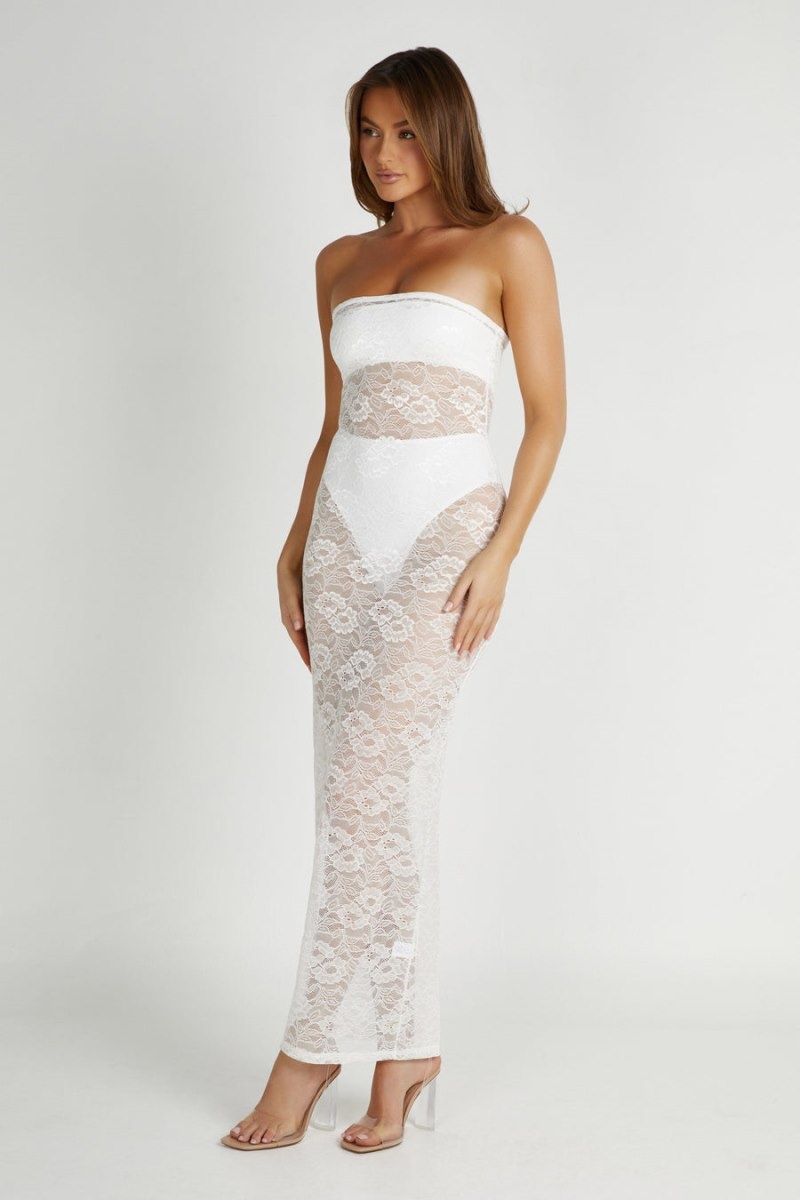 Women's Meshki Sasha Strapless Maxi Dress White Australia | M4J-6498