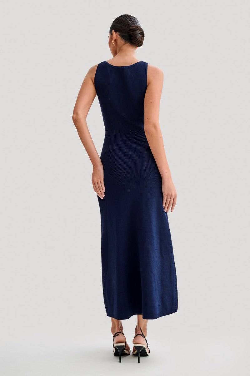 Women's Meshki Sawyer Sleeveless Buttoned Maxi Dress Navy Australia | S1J-4091