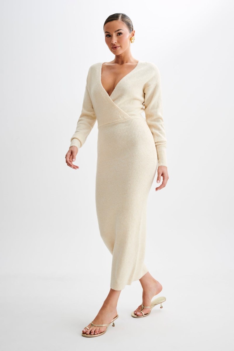 Women's Meshki Shannon Knit Maxi Dress Cream Australia | Y4C-0833