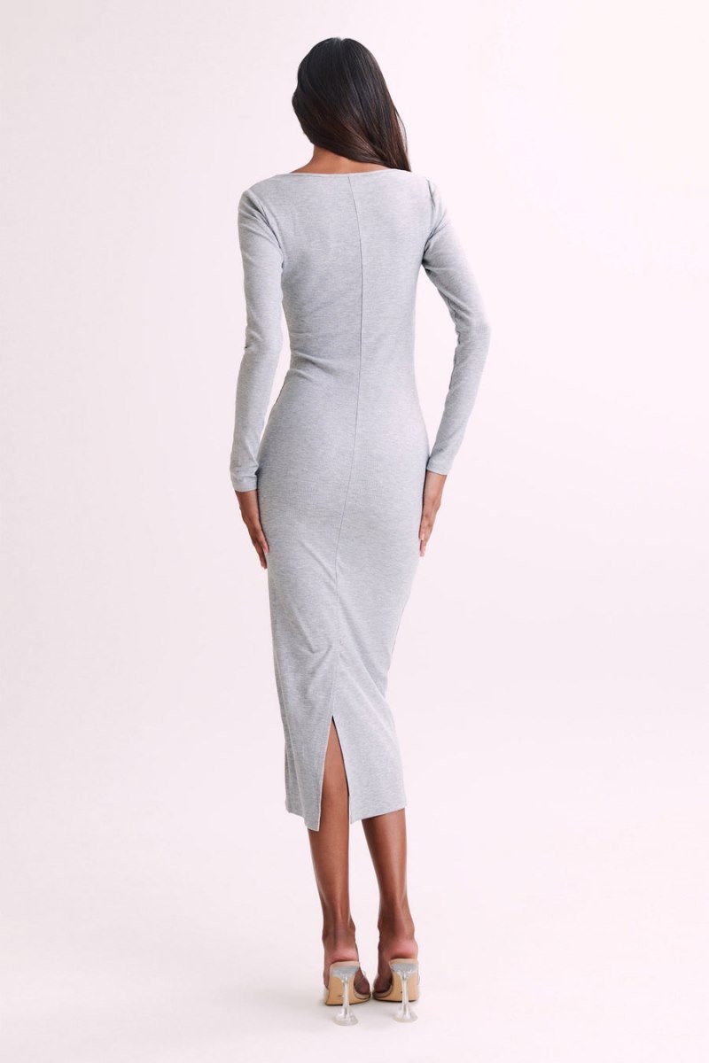 Women's Meshki Sierra Scoop Neck Long Sleeve Midi Dress Grey Australia | B4Z-8614