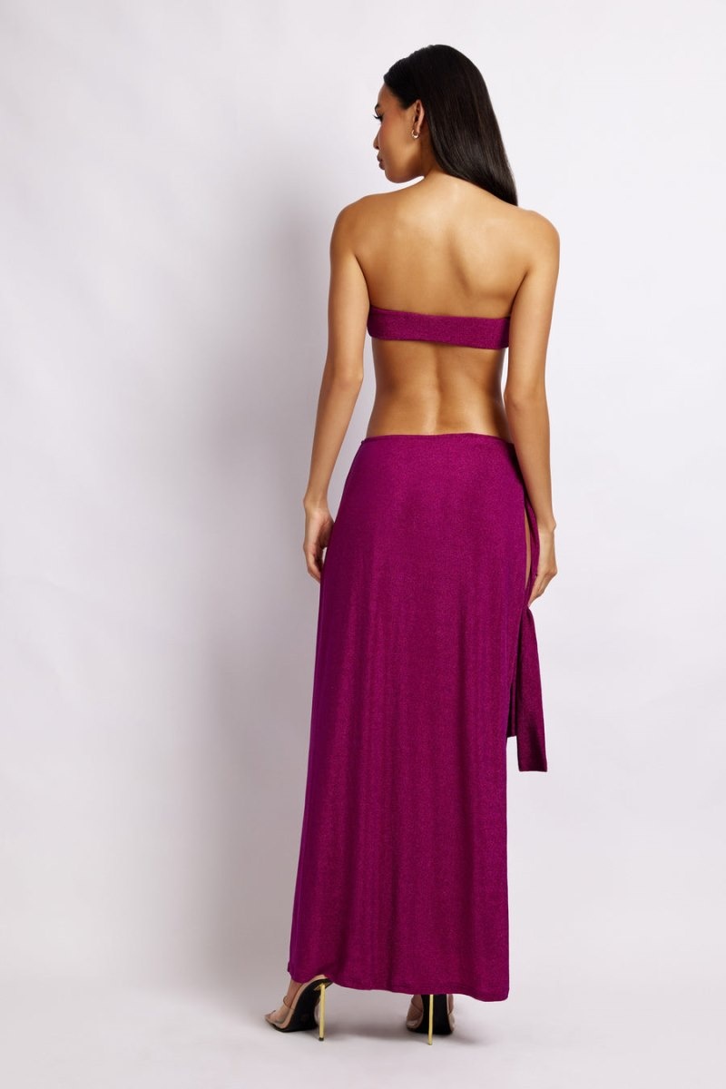 Women's Meshki Sierra Strapless Shimmer Maxi Dress Purple Australia | I9M-1290